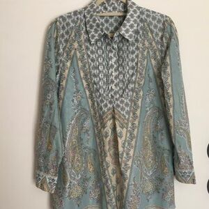New. Soft Surroundings Pastel, Paisley Long Sleeve Shirt